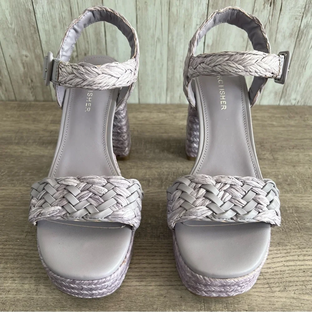 Marc Fisher Seclude Lavender Pastel Woven Block Heel Platform Heels NWOB 7.5